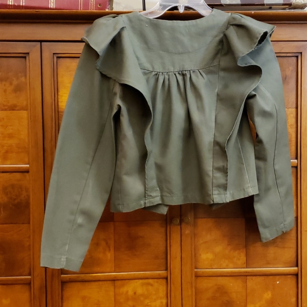 STYLEMINT GREEN RUFFLE SLEEVE JACKET SZ XS - Picture 7 of 8